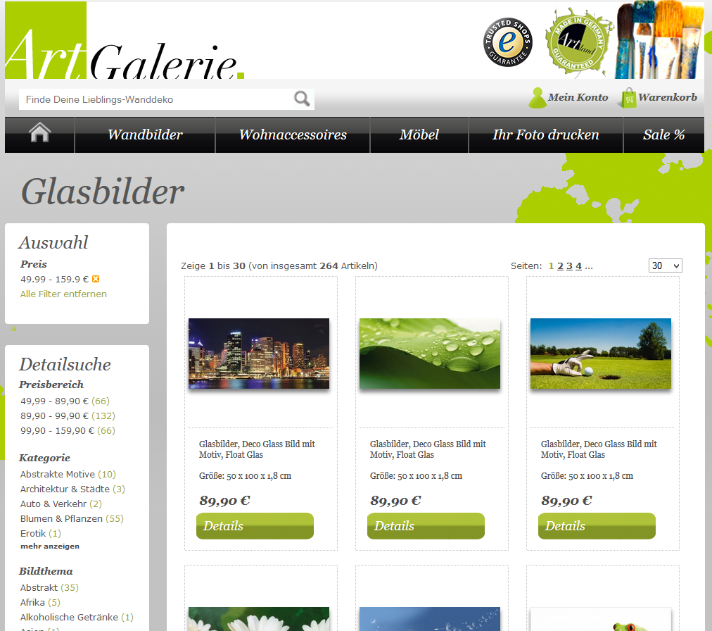 Screenshot Shop ArtGalerie